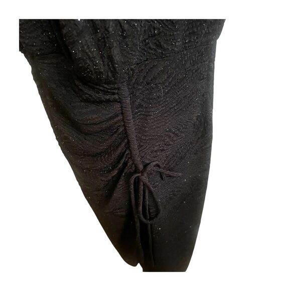 Alfani Faux Wrap Dress Ruched Black Metallic Sparkly Midi Plus Size 16W Holiday - Picture 10 of 15